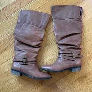 Steve Madden Brown Leather Knee-High Slouch Boots